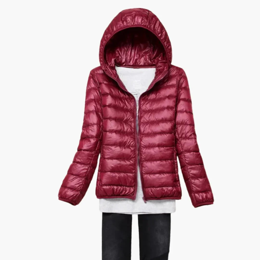 Chaqueta de plumón ultraligera con capucha para mujer