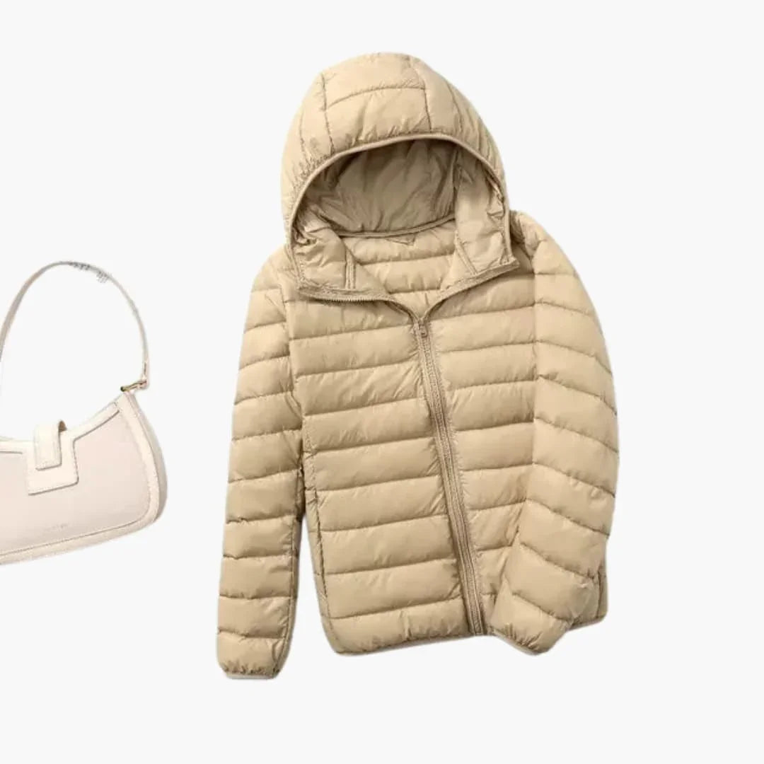 Chaqueta de plumón ultraligera con capucha para mujer