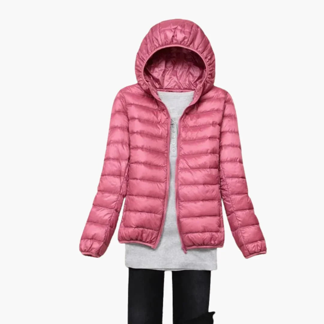 Chaqueta de plumón ultraligera con capucha para mujer