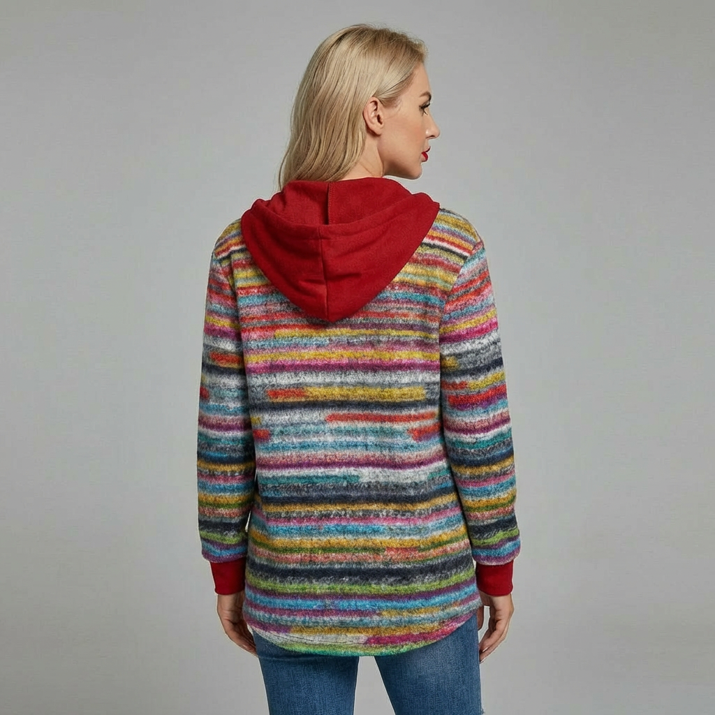 Chaqueta de punto multicolor con capucha