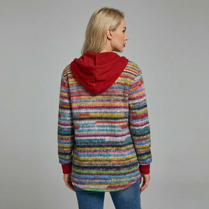 Chaqueta de punto multicolor con capucha