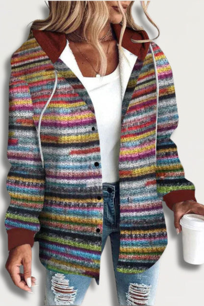 Chaqueta de punto multicolor con capucha