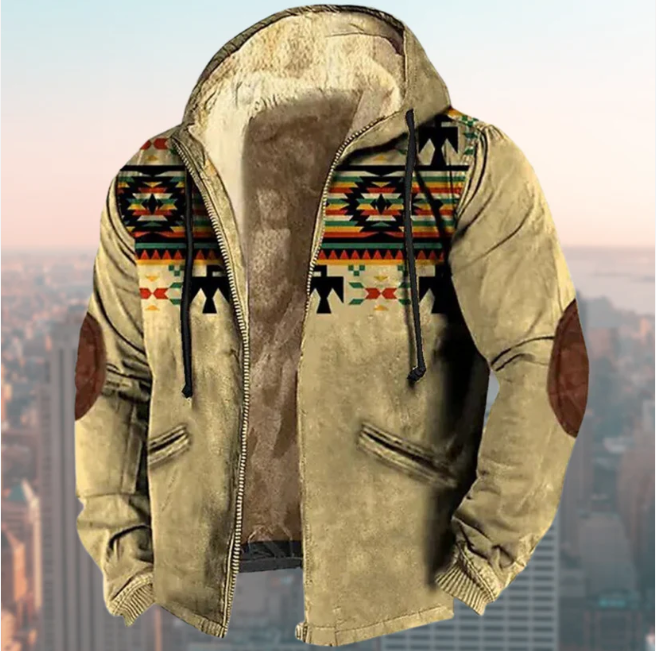 Chaqueta elegante con estampado indígena