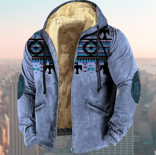 Chaqueta elegante con estampado indígena