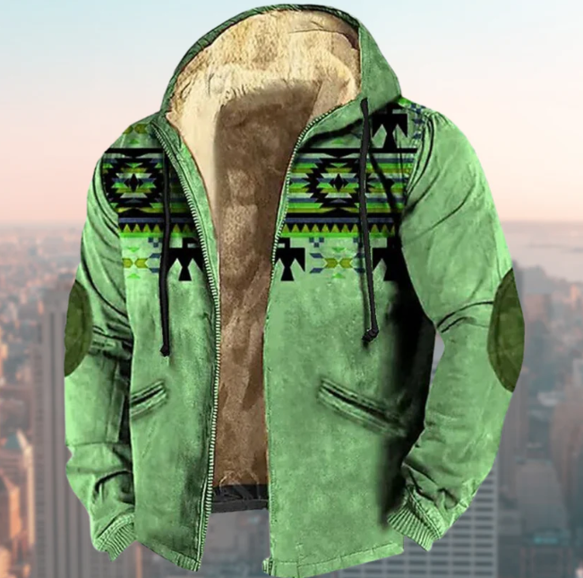 Chaqueta elegante con estampado indígena