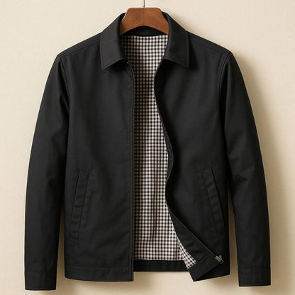Chaqueta Harrington smart-casual para hombre con cremallera completa y forro de cuadros vichy