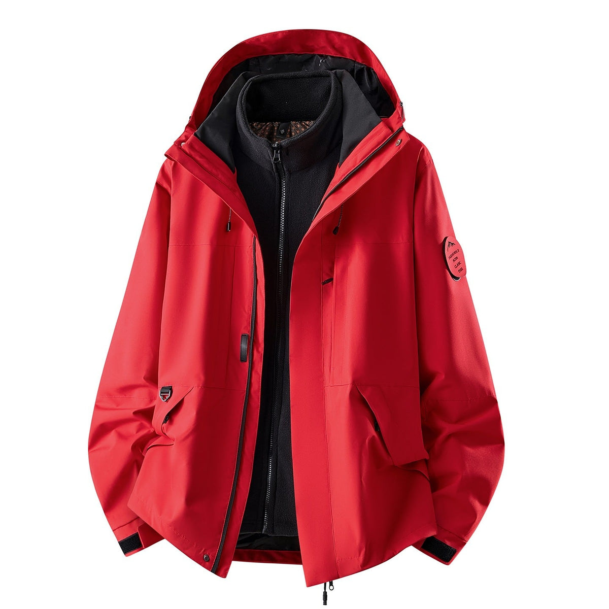 Chaqueta impermeable de exterior 3 en 1 para mujer con forro polar interior desmontable y bolsillos