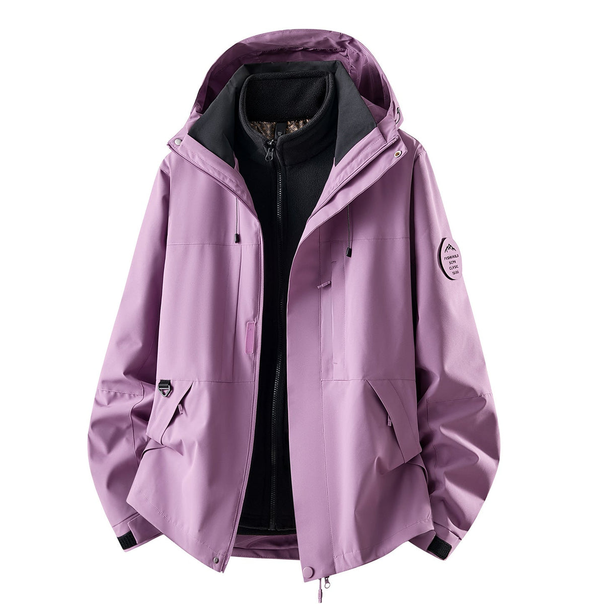 Chaqueta impermeable de exterior 3 en 1 para mujer con forro polar interior desmontable y bolsillos
