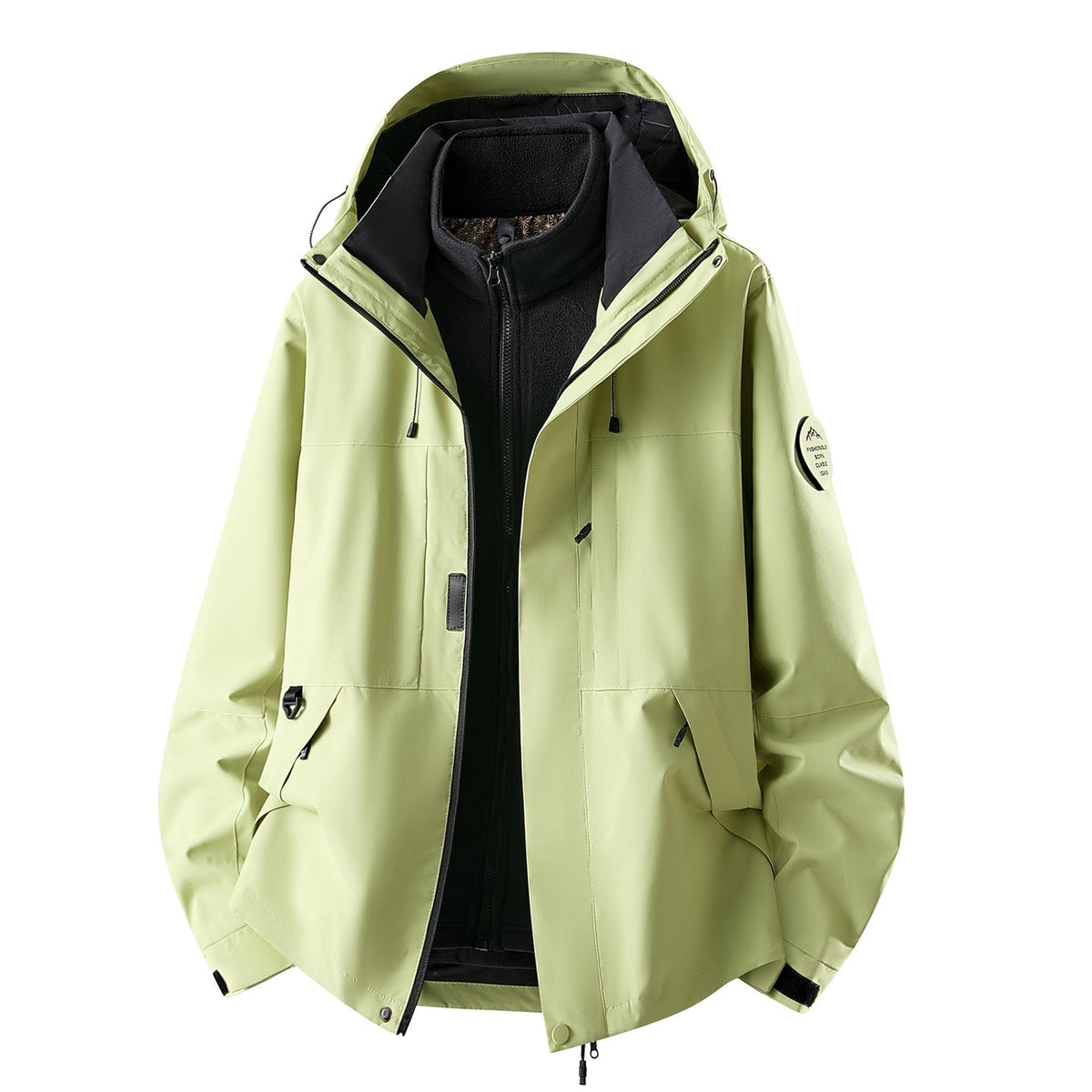 Chaqueta impermeable de exterior 3 en 1 para mujer con forro polar interior desmontable y bolsillos