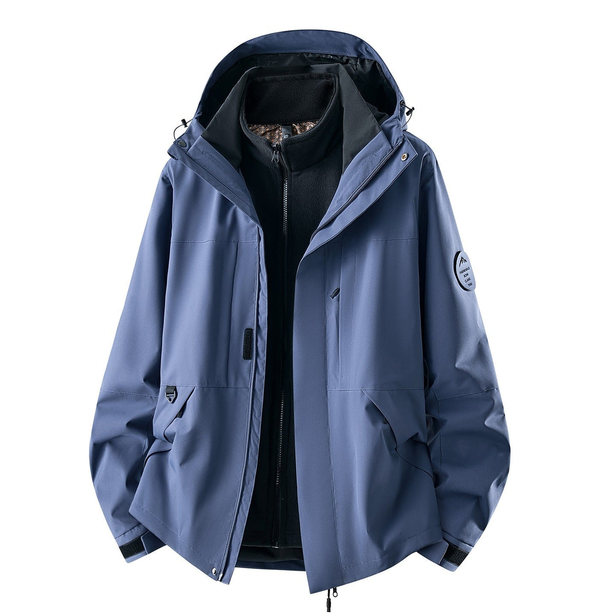 Chaqueta impermeable de exterior 3 en 1 para mujer con forro polar interior desmontable y bolsillos