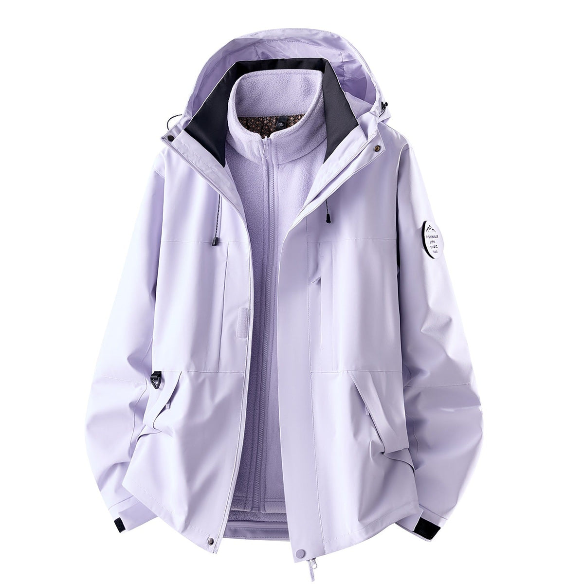 Chaqueta impermeable de exterior 3 en 1 para mujer con forro polar interior desmontable y bolsillos