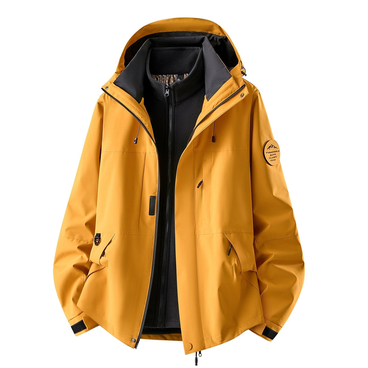 Chaqueta impermeable de exterior 3 en 1 para mujer con forro polar interior desmontable y bolsillos