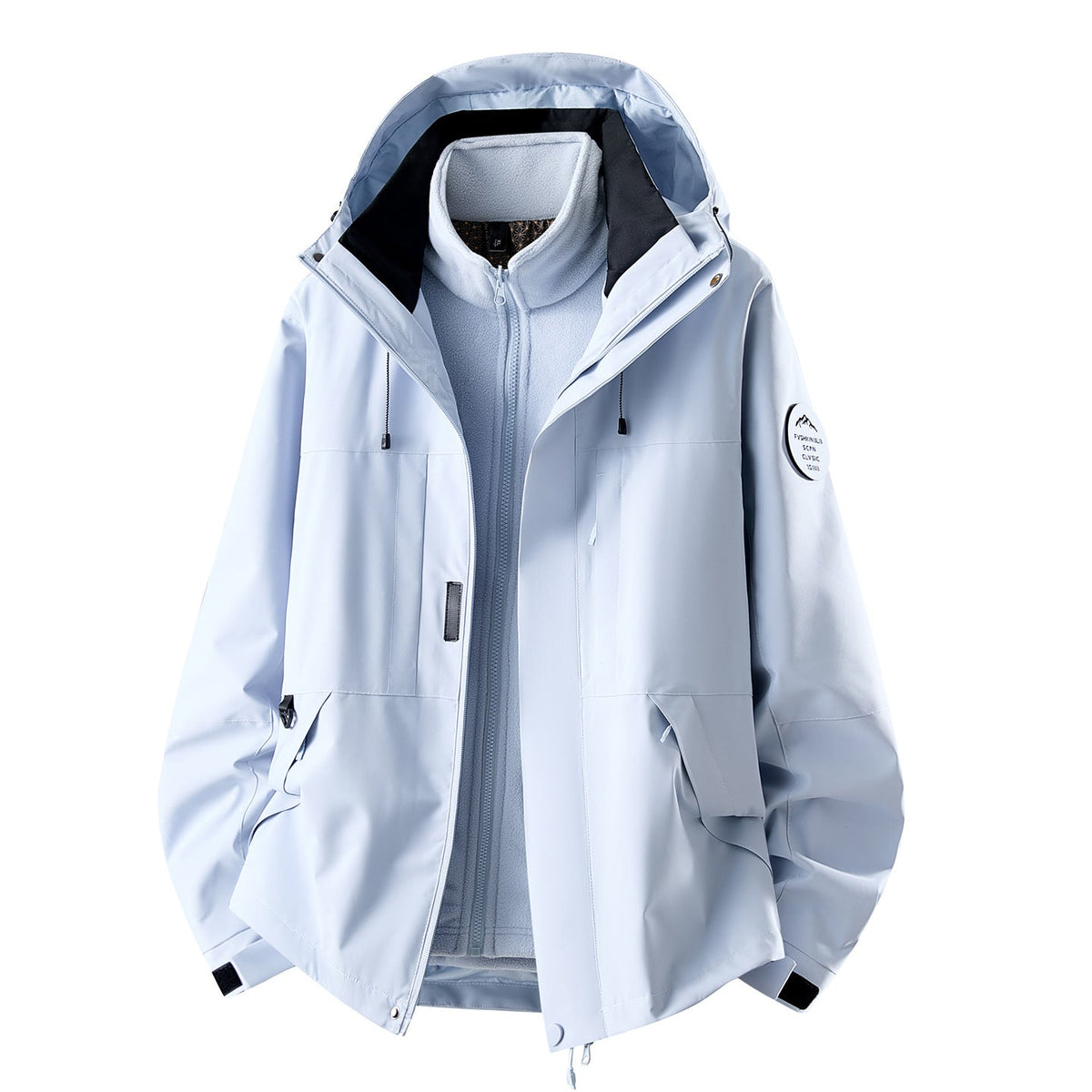 Chaqueta impermeable de exterior 3 en 1 para mujer con forro polar interior desmontable y bolsillos