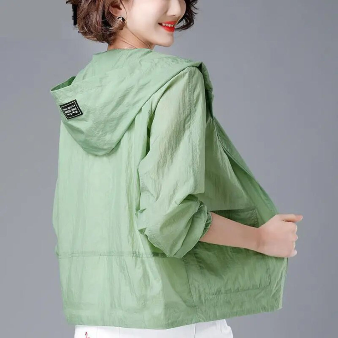 Chaqueta impermeable informal para mujer con capucha