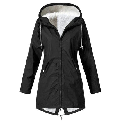 Chaqueta impermeable para mujer con capucha ajustable