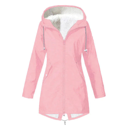 Chaqueta impermeable para mujer con capucha ajustable