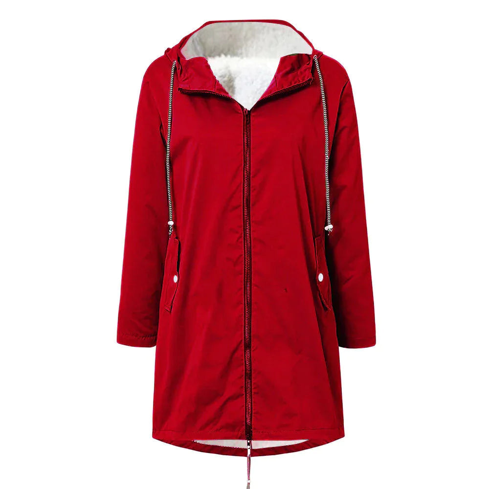 Chaqueta impermeable para mujer con capucha ajustable