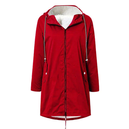Chaqueta impermeable para mujer con capucha ajustable