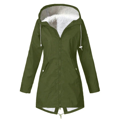 Chaqueta impermeable para mujer con capucha ajustable