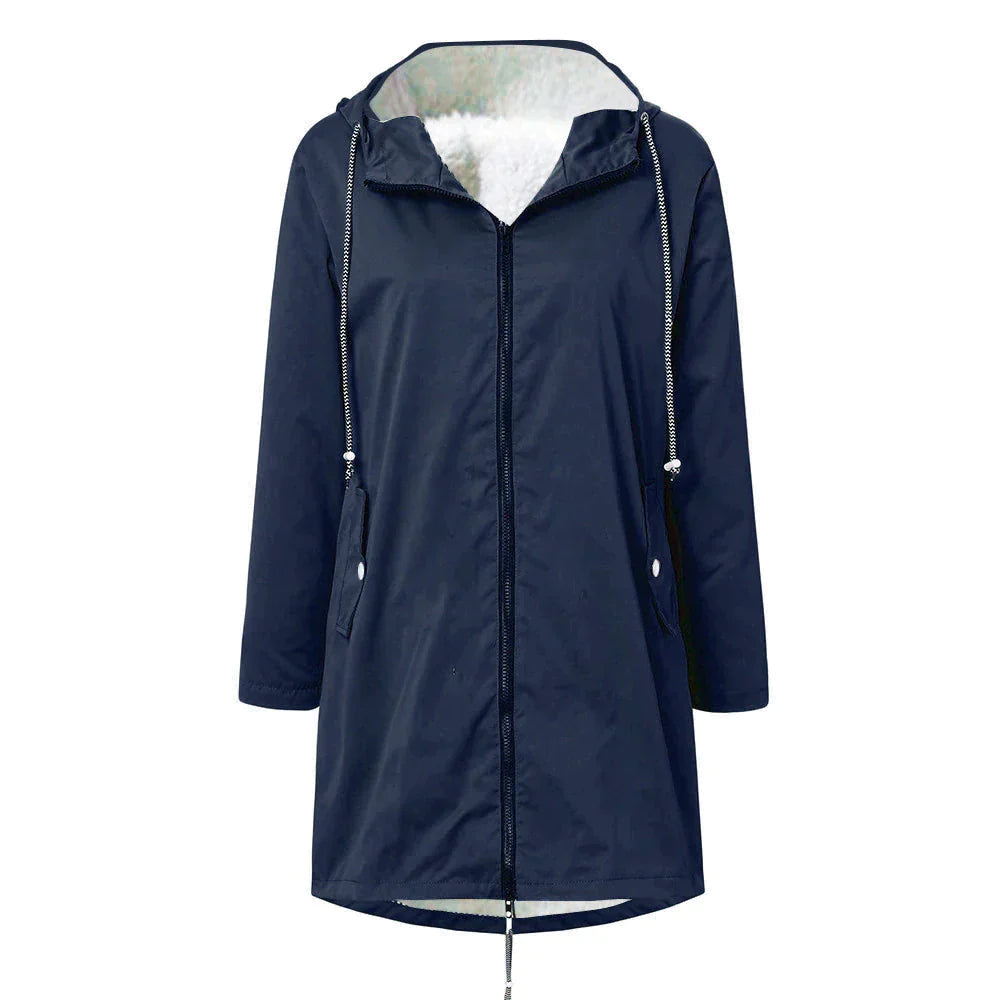 Chaqueta impermeable para mujer con capucha ajustable