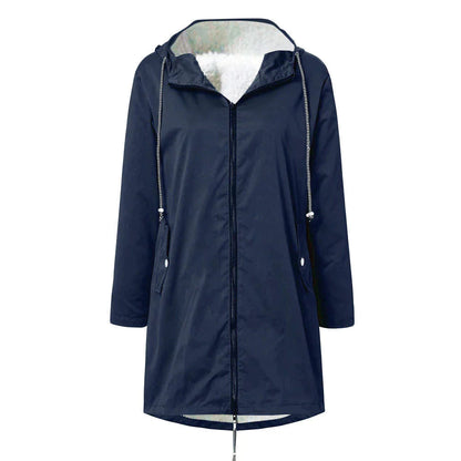 Chaqueta impermeable para mujer con capucha ajustable