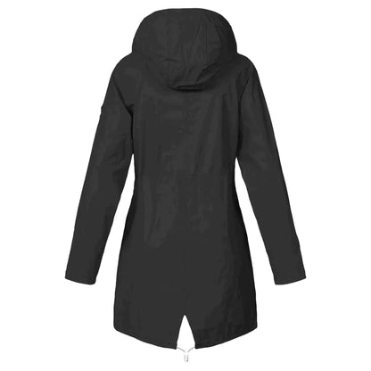 Chaqueta impermeable para mujer con capucha ajustable
