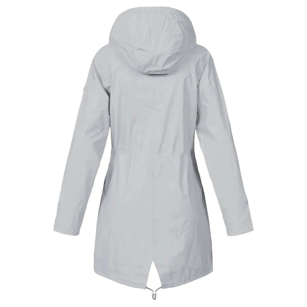 Chaqueta impermeable para mujer con capucha ajustable