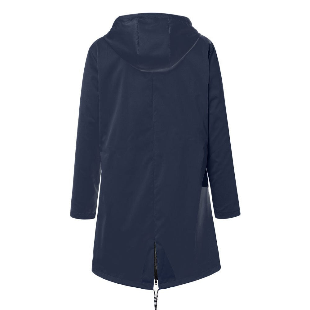 Chaqueta impermeable para mujer con capucha ajustable