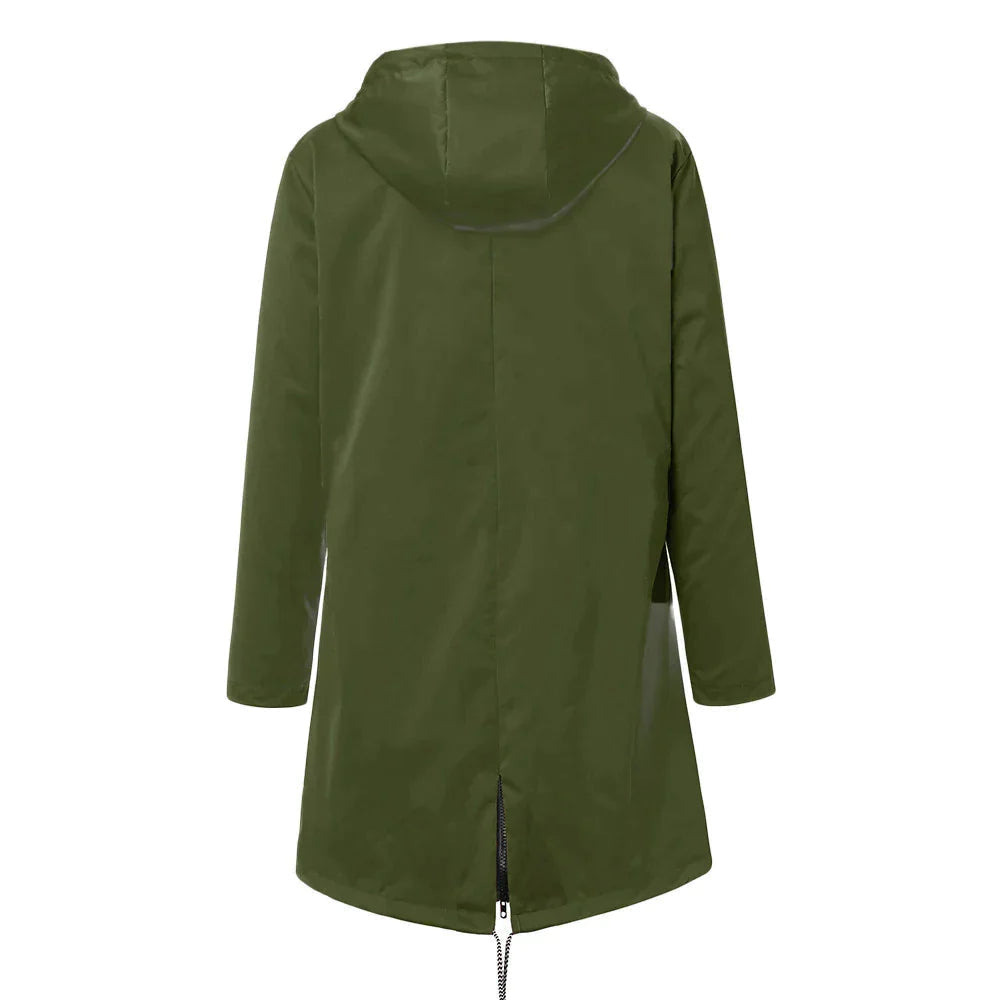 Chaqueta impermeable para mujer con capucha ajustable