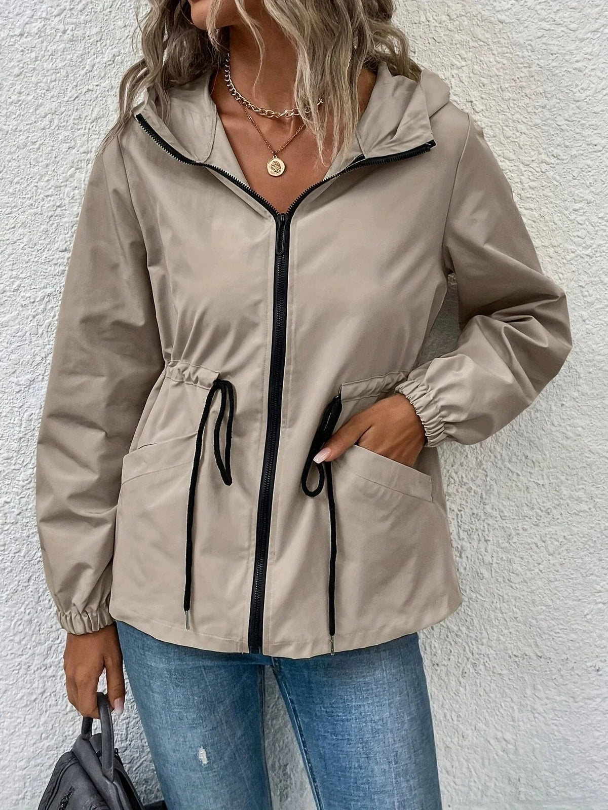 Chaqueta impermeable para mujer para primavera, otoño e invierno