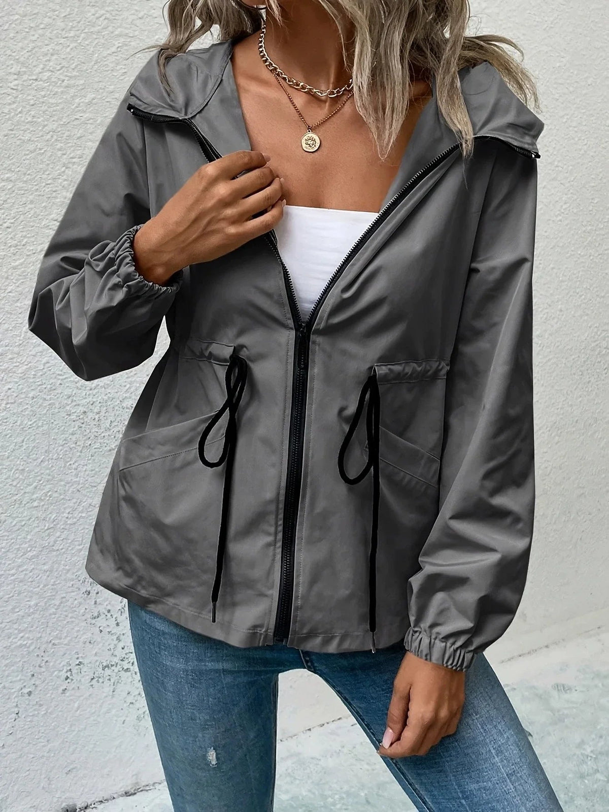 Chaqueta impermeable para mujer para primavera, otoño e invierno