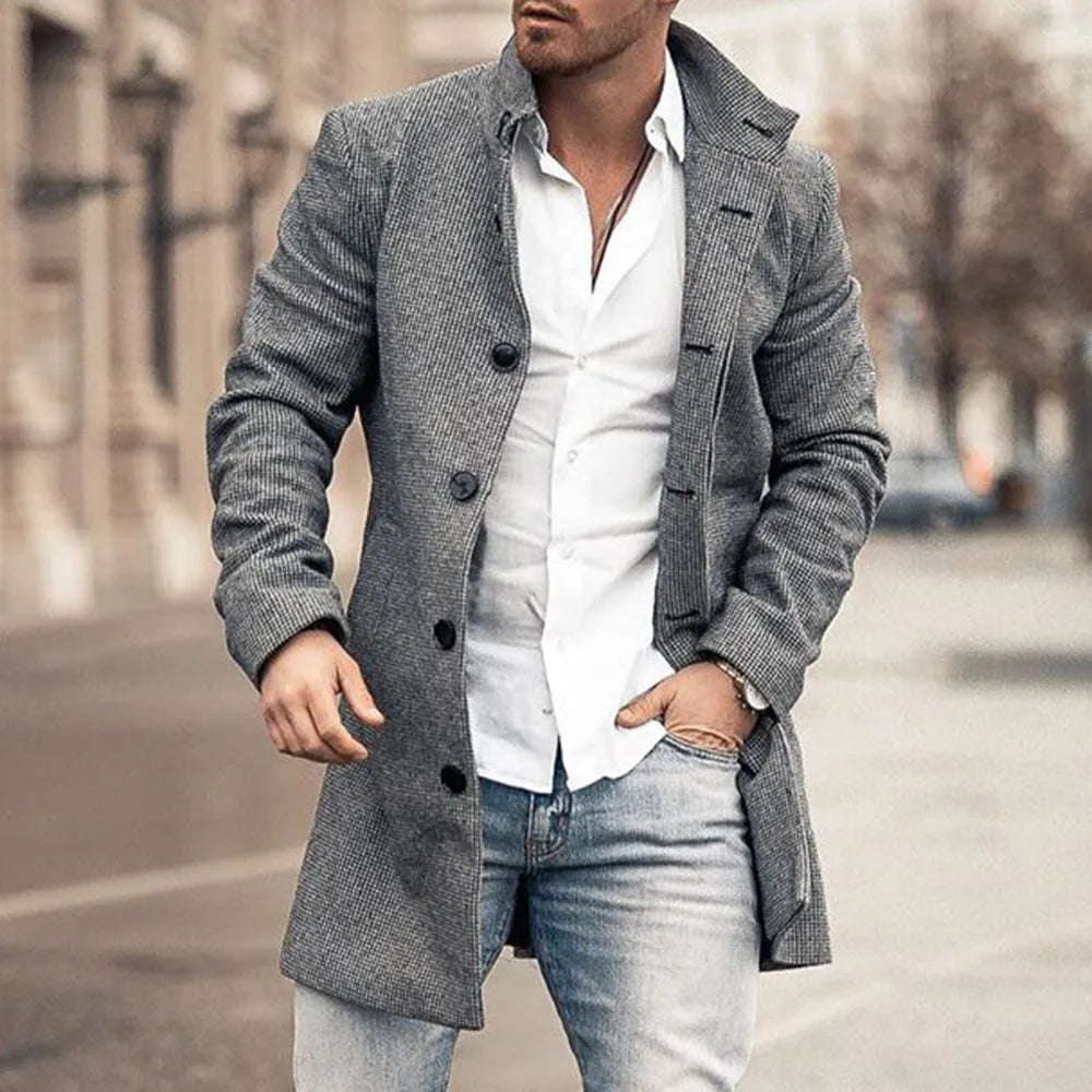 Chaqueta larga de invierno casual con cierre de botones