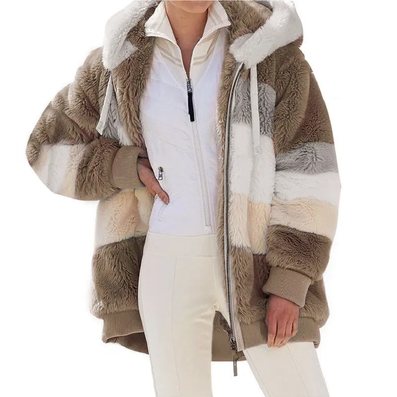 Chaqueta oversize con capucha para mujer