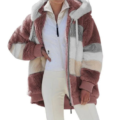 Chaqueta oversize con capucha para mujer