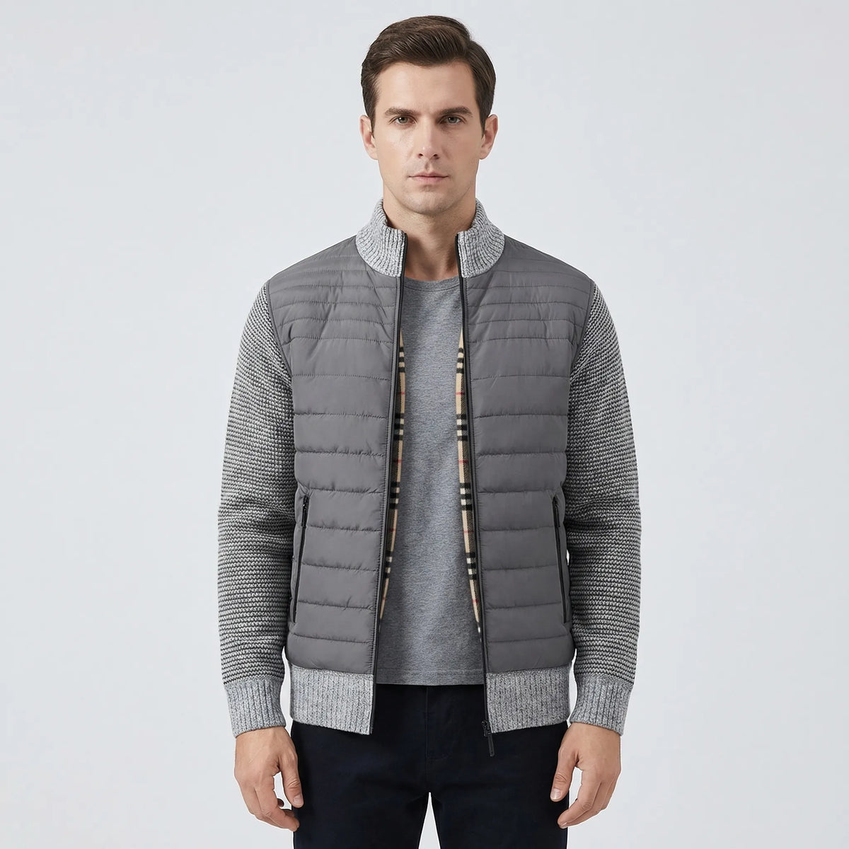 Chaqueta para hombre con cremallera y cuello alto