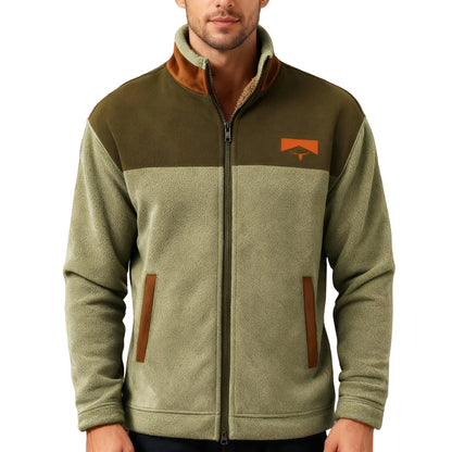 Chaqueta polar casual para hombre con cremallera y cuello vuelto