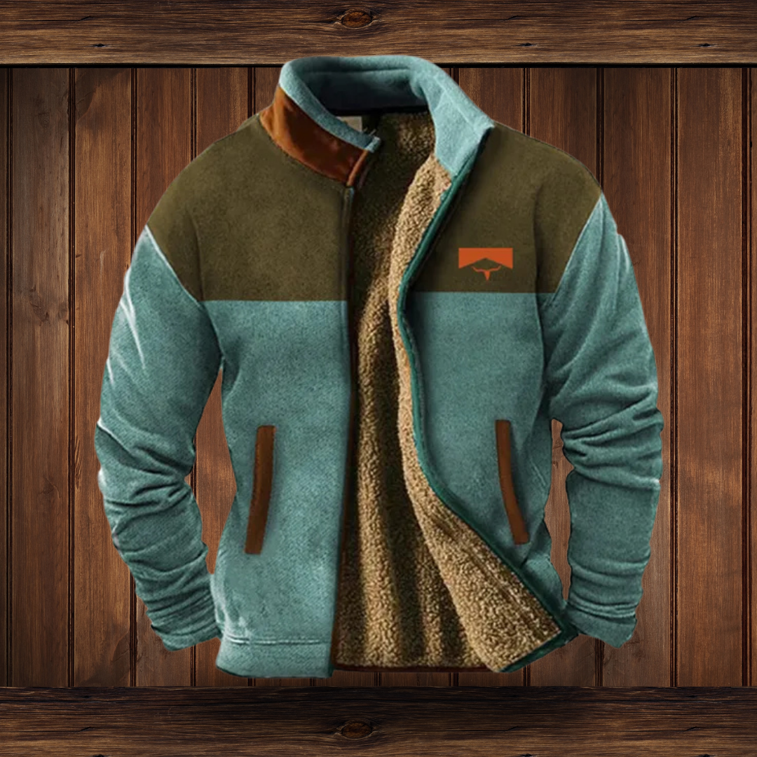 Chaqueta polar casual para hombre con cremallera y cuello vuelto