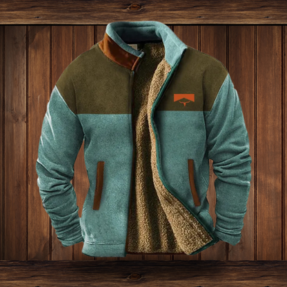 Chaqueta polar casual para hombre con cremallera y cuello vuelto