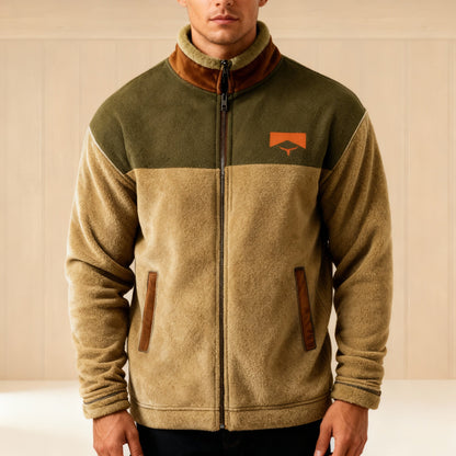 Chaqueta polar casual para hombre con cremallera y cuello vuelto