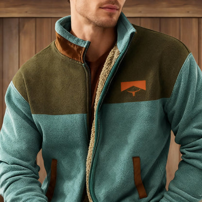 Chaqueta polar casual para hombre con cremallera y cuello vuelto