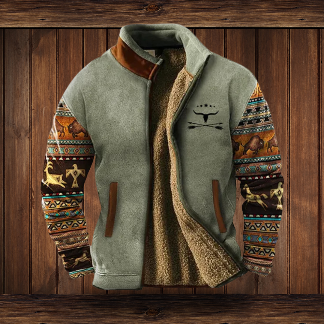 Chaqueta polar casual para hombre con cremallera y cuello vuelto