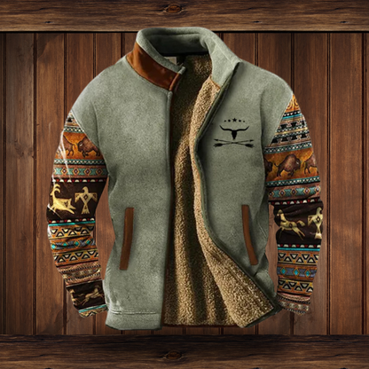 Chaqueta polar casual para hombre con cremallera y cuello vuelto