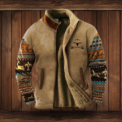 Chaqueta polar casual para hombre con cremallera y cuello vuelto