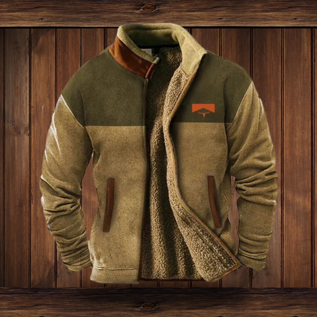Chaqueta polar casual para hombre con cremallera y cuello vuelto