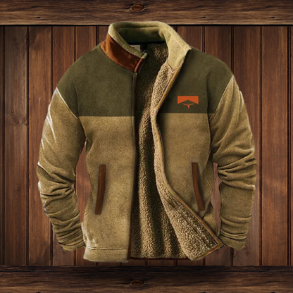 Chaqueta polar casual para hombre con cremallera y cuello vuelto