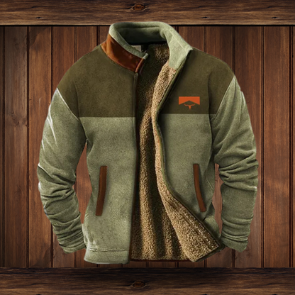 Chaqueta polar casual para hombre con cremallera y cuello vuelto