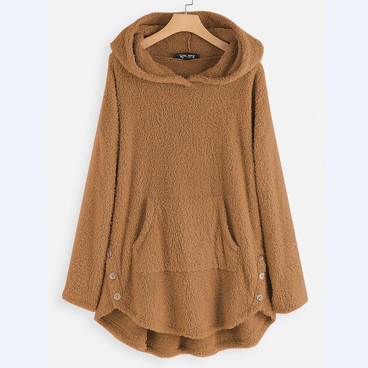 Chaqueta polar de felpa para mujer con capucha, cremallera y bolsillo con diseño de gato