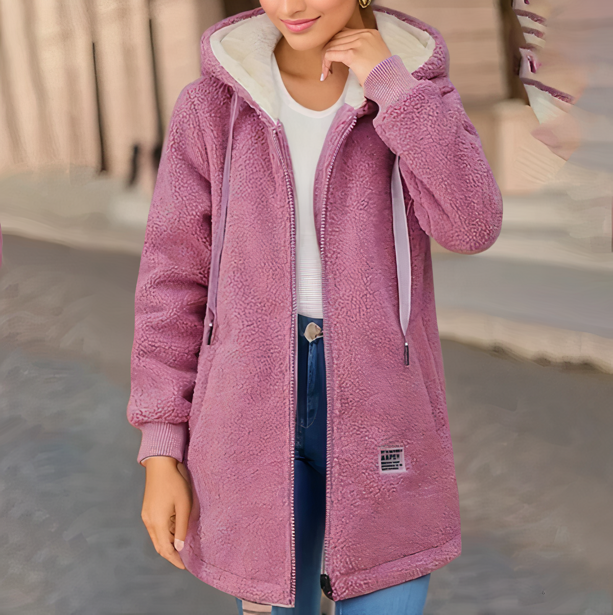 Chaqueta polar de mujer con capucha