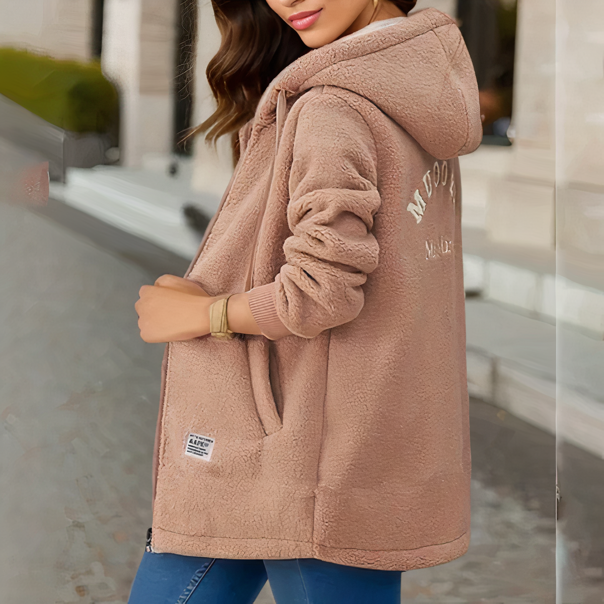 Chaqueta polar de mujer con capucha