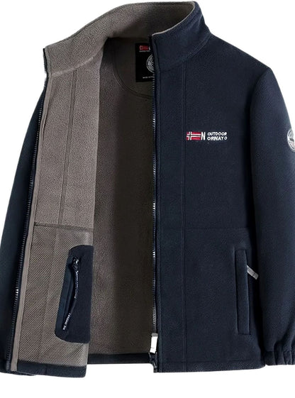 Chaqueta polar outdoor clásica para hombre con cremallera completa y cuello alto